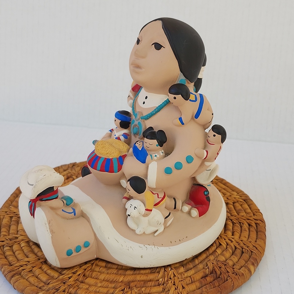 VTG CLEO TEISSEDRE LARGE CLAY NAVAJO STORYTELLER MOTHER WITH 12 CHILDREN - Picture 2 of 11